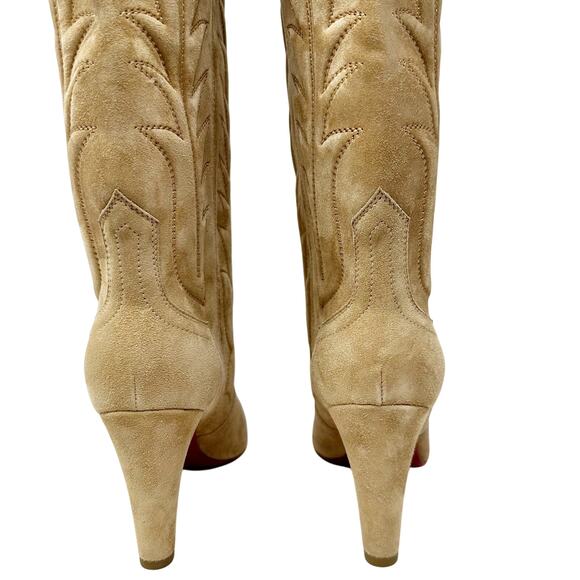 Christian Louboutin Santia Botta 85 Suede Knee High Western Boots 38.5 - Picture 11 of 15